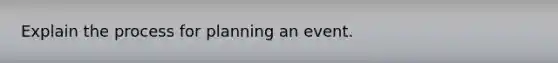 Explain the process for planning an event.