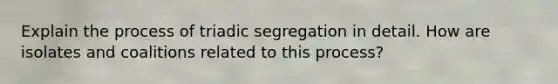 Explain the process of triadic segregation in detail. How are isolates and coalitions related to this process?