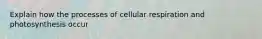 Explain how the processes of cellular respiration and photosynthesis occur