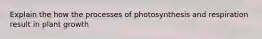 Explain the how the processes of photosynthesis and respiration result in plant growth