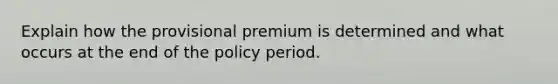 Explain how the provisional premium is determined and what occurs at the end of the policy period.