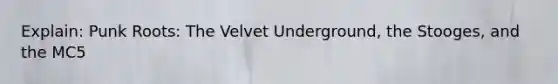 Explain: Punk Roots: The Velvet Underground, the Stooges, and the MC5