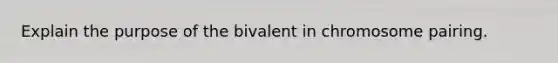 Explain the purpose of the bivalent in chromosome pairing.