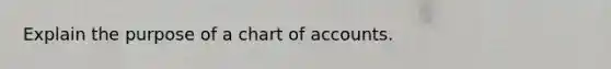 Explain the purpose of a chart of accounts.