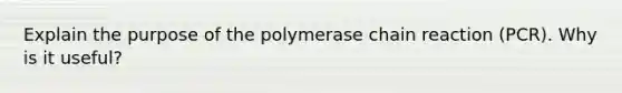 Explain the purpose of the polymerase chain reaction (PCR). Why is it useful?