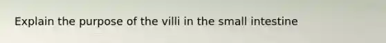 Explain the purpose of the villi in the small intestine