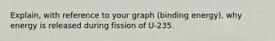 Explain, with reference to your graph (binding energy), why energy is released during fission of U-235.