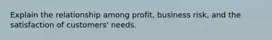 Explain the relationship among profit, business risk, and the satisfaction of customers' needs.