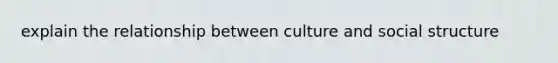 explain the relationship between culture and social structure