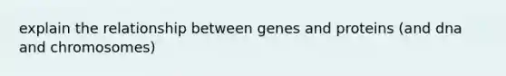 explain the relationship between genes and proteins (and dna and chromosomes)