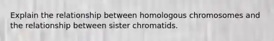 Explain the relationship between homologous chromosomes and the relationship between sister chromatids.