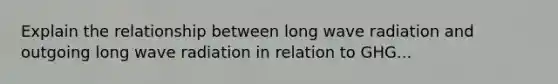 Explain the relationship between long wave radiation and outgoing long wave radiation in relation to GHG...