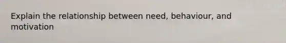 Explain the relationship between need, behaviour, and motivation
