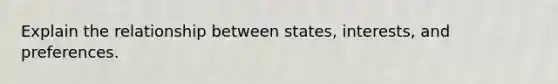 Explain the relationship between states, interests, and preferences.