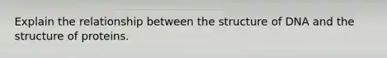 Explain the relationship between the structure of DNA and the structure of proteins.