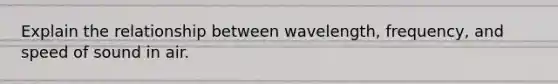 Explain the relationship between wavelength, frequency, and speed of sound in air.