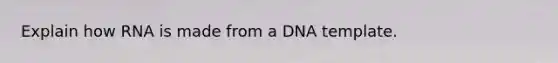 Explain how RNA is made from a DNA template.