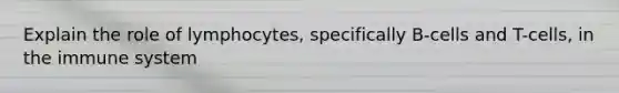 Explain the role of lymphocytes, specifically B-cells and T-cells, in the immune system