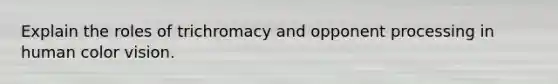 Explain the roles of trichromacy and opponent processing in human color vision.