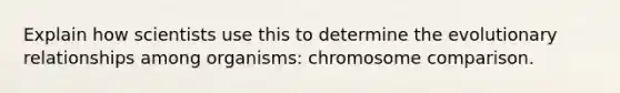 Explain how scientists use this to determine the evolutionary relationships among organisms: chromosome comparison.