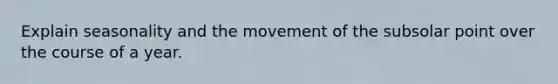 Explain seasonality and the movement of the subsolar point over the course of a year.