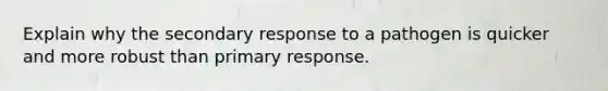 Explain why the secondary response to a pathogen is quicker and more robust than primary response.