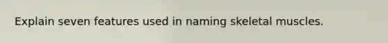 Explain seven features used in naming skeletal muscles.