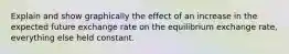 Explain and show graphically the effect of an increase in the expected future exchange rate on the equilibrium exchange rate, everything else held constant.