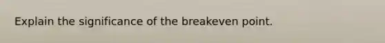 Explain the significance of the breakeven point.