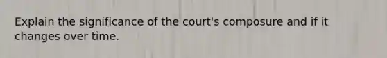 Explain the significance of the court's composure and if it changes over time.