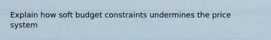 Explain how soft budget constraints undermines the price system