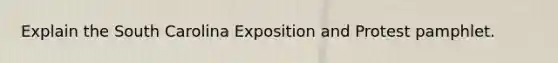 Explain the South Carolina Exposition and Protest pamphlet.