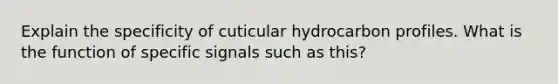 Explain the specificity of cuticular hydrocarbon profiles. What is the function of specific signals such as this?