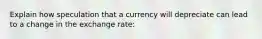 Explain how speculation that a currency will depreciate can lead to a change in the exchange rate: