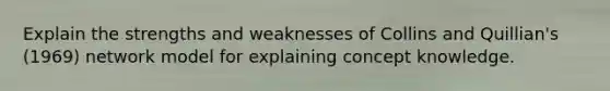 Explain the strengths and weaknesses of Collins and Quillian's (1969) network model for explaining concept knowledge.