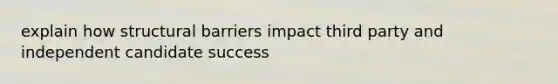 explain how structural barriers impact third party and independent candidate success