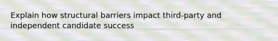 Explain how structural barriers impact third-party and independent candidate success