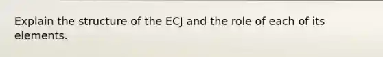 Explain the structure of the ECJ and the role of each of its elements.