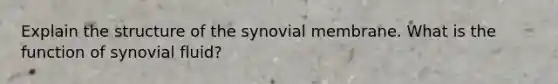 Explain the structure of the synovial membrane. What is the function of synovial fluid?