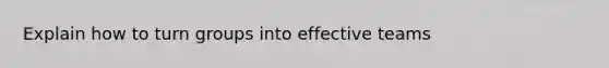 Explain how to turn groups into effective teams