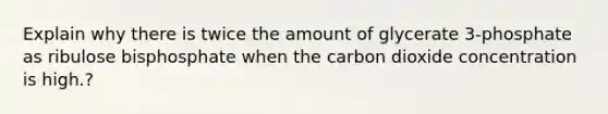 Explain why there is twice the amount of glycerate 3-phosphate as ribulose bisphosphate when the carbon dioxide concentration is high.?