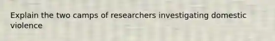 Explain the two camps of researchers investigating domestic violence