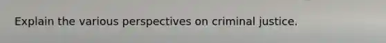 Explain the various perspectives on criminal justice.