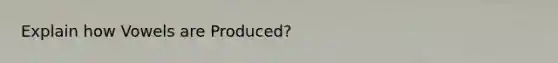 Explain how Vowels are Produced?