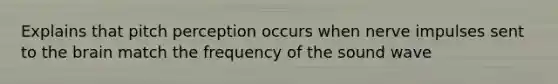 Explains that pitch perception occurs when nerve impulses sent to the brain match the frequency of the sound wave