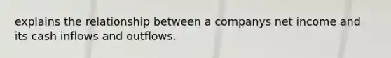 explains the relationship between a companys net income and its cash inflows and outflows.