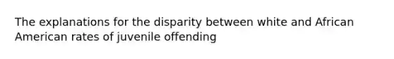 The explanations for the disparity between white and African American rates of juvenile offending