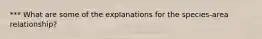 *** What are some of the explanations for the species-area relationship?