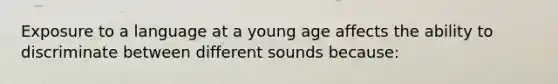 Exposure to a language at a young age affects the ability to discriminate between different sounds because: