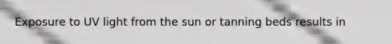 Exposure to UV light from the sun or tanning beds results in